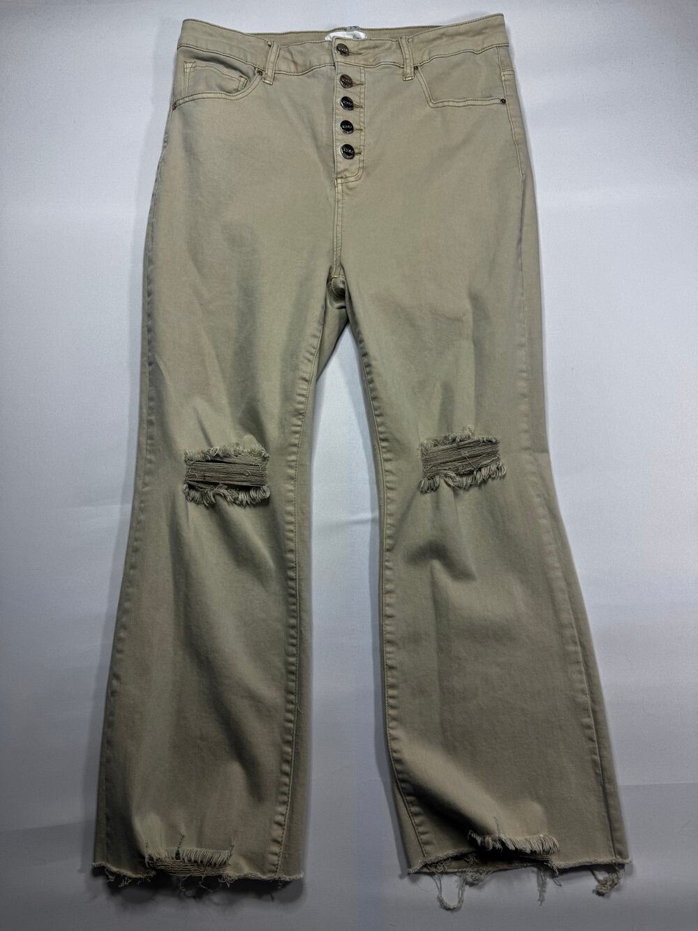 Risen Women's High Rise Button Fly Ankle Straight Tan Jeans - Size 1XL (33x27)‎